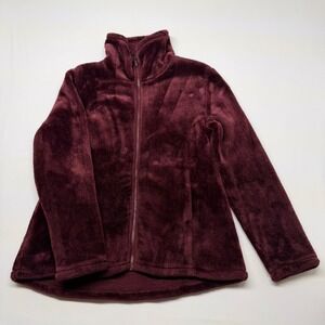 32 Degrees Heat Burgundy Fleece Full Zip Jacket Women's XL Cozy Warm